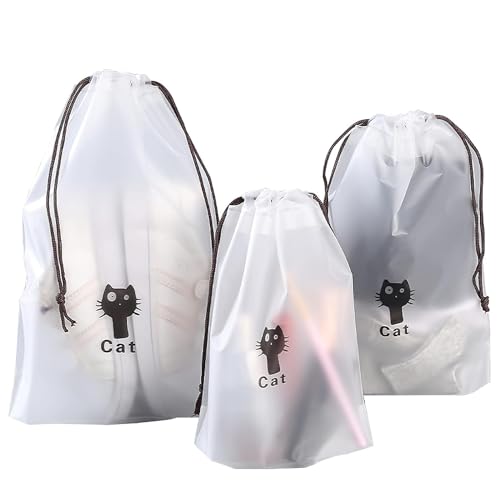 Pristu Shoe Bag Cover for Shoe Storage & Travelling Drawstring Bags Waterproof, White (24) - Image 1