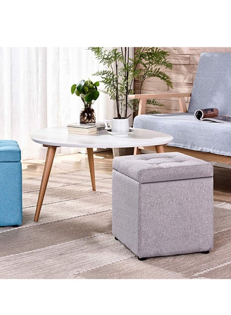 Generic FFD Storage Ottoman Stool Cube FootStool Upholstered Footstool Multifunction Storage Box Bench Seat Footrest Toy Box Coffee Table Stools For Home Living Room Bedroom  - Image 2