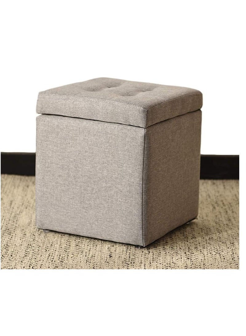 Generic FFD Storage Ottoman Stool Cube FootStool Upholstered Footstool Multifunction Storage Box Bench Seat Footrest Toy Box Coffee Table Stools For Home Living Room Bedroom  - Image 1
