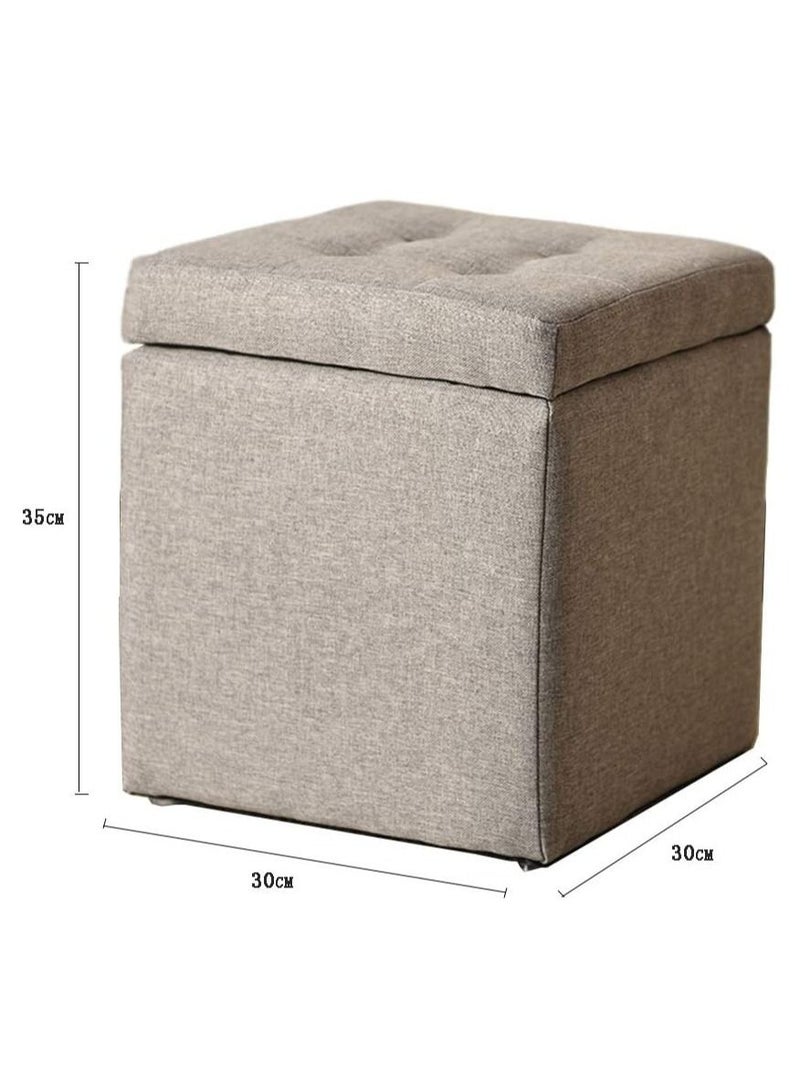 Generic FFD Storage Ottoman Stool Cube FootStool Upholstered Footstool Multifunction Storage Box Bench Seat Footrest Toy Box Coffee Table Stools For Home Living Room Bedroom  - Image 3