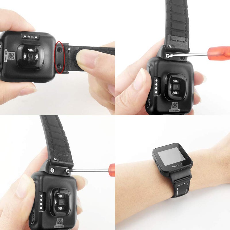 سي2دي جوي C2D Joy Leather & Silicone حزام مختلط متوافق مع Garmin Forerunner 35/30 و Heappans S10 Bands Replace (Brown) - Image 3