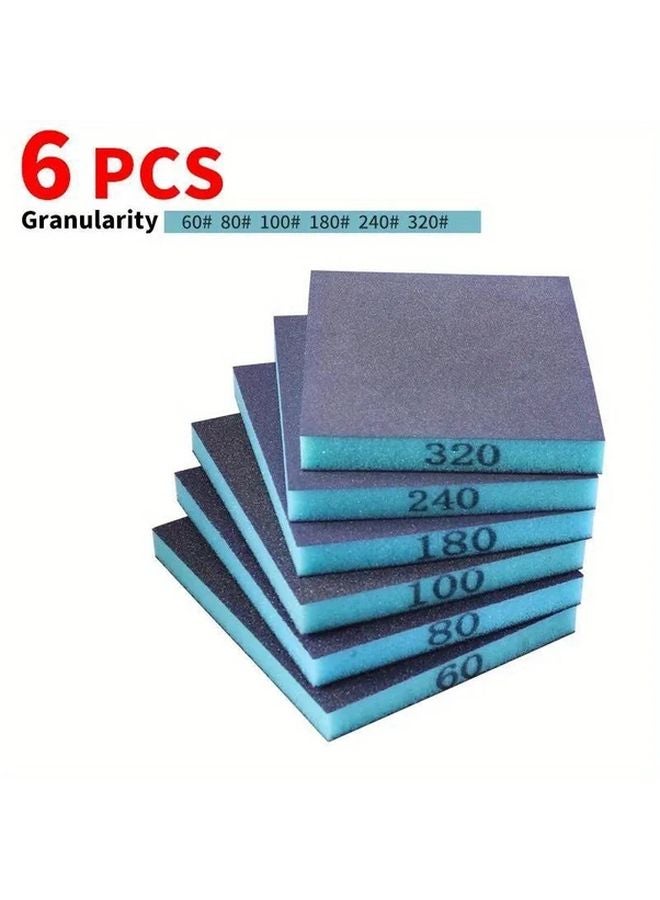 6pcs Sanding Sponge 60 320 Grit Washable Reusable Wet Dry Sanding Blocks For Metal Wood Polishing - Image 1