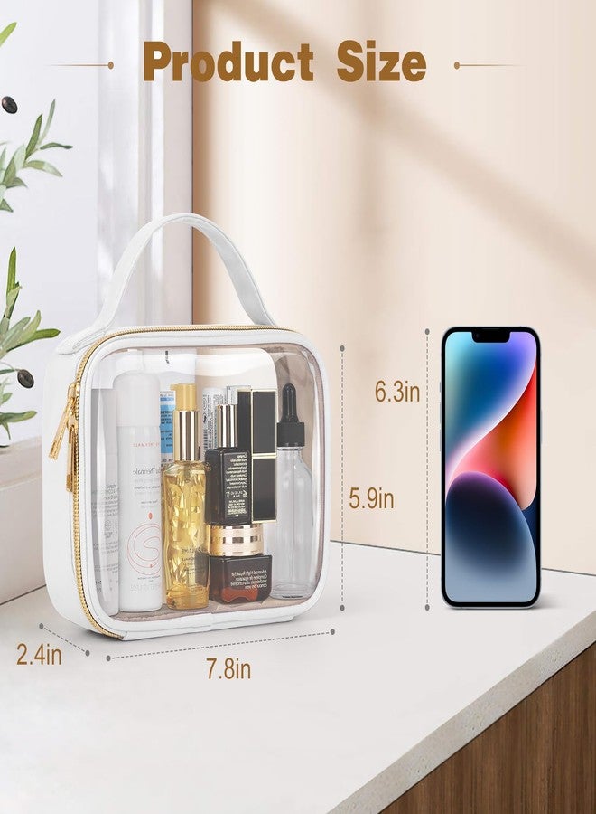 Wedama TSA Approved Toiletry Bag, 3 Pack Clear Makeup Bags with Handles, Quart Size PVC Clear Cosmetic Bags for Women and Men, Carry on Airport Airline Compliant Bag, White - Image 3