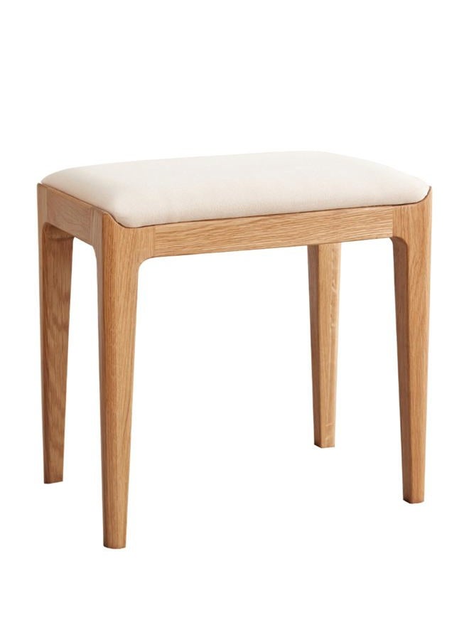 Wayshome Solid Wood Small Vanity Stool Chair, High-Rebound Sponge Seat, Fully Assembled Makeup Chair, Footstool for Bedroom, Dining Room, Entryway, Natural Oak - Image 1