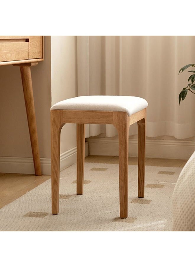 Wayshome Solid Wood Small Vanity Stool Chair, High-Rebound Sponge Seat, Fully Assembled Makeup Chair, Footstool for Bedroom, Dining Room, Entryway, Natural Oak - Image 2