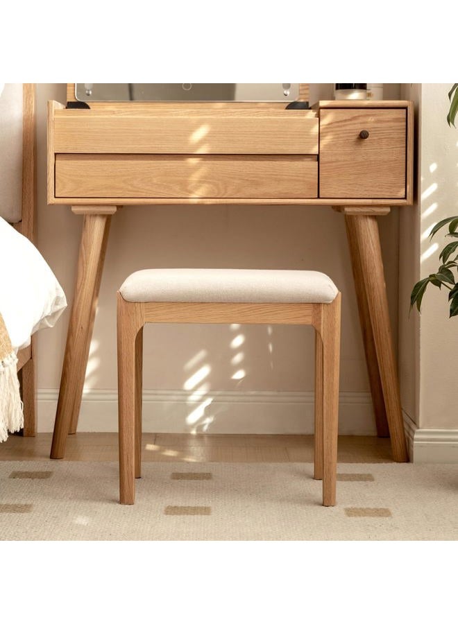 Wayshome Solid Wood Small Vanity Stool Chair, High-Rebound Sponge Seat, Fully Assembled Makeup Chair, Footstool for Bedroom, Dining Room, Entryway, Natural Oak - Image 3