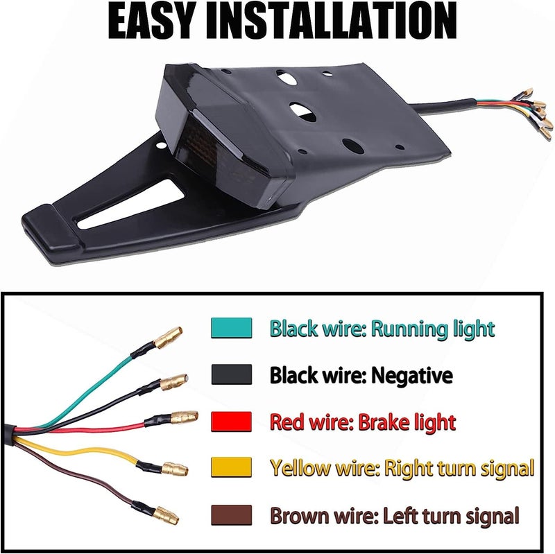 DREAMIZER Rear Fender Black 12V LED Tail Light Brake Lamp Turn Signals For Off-road Motorcycle Motocross Dirt Bikeï¼ˆBlack#3 - Image 4