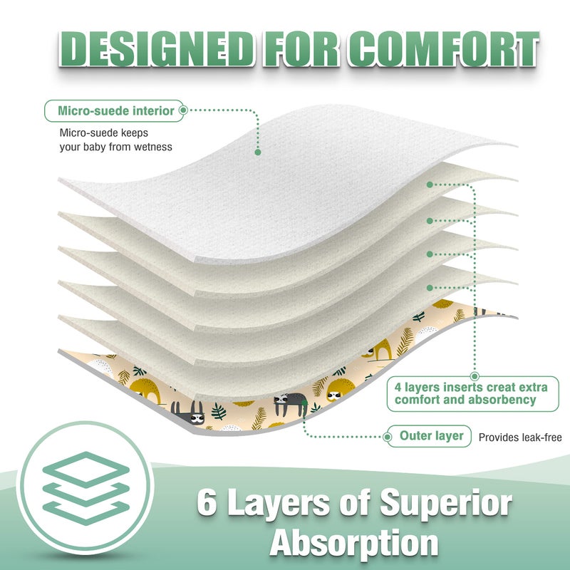 wegreeco Cloth Diapers 6 Pack with 6 Inserts & 1 Wet Bag, Washable Cloth Diapers for Babies, One Size Adjustable Reusable (Animal World) - Image 4