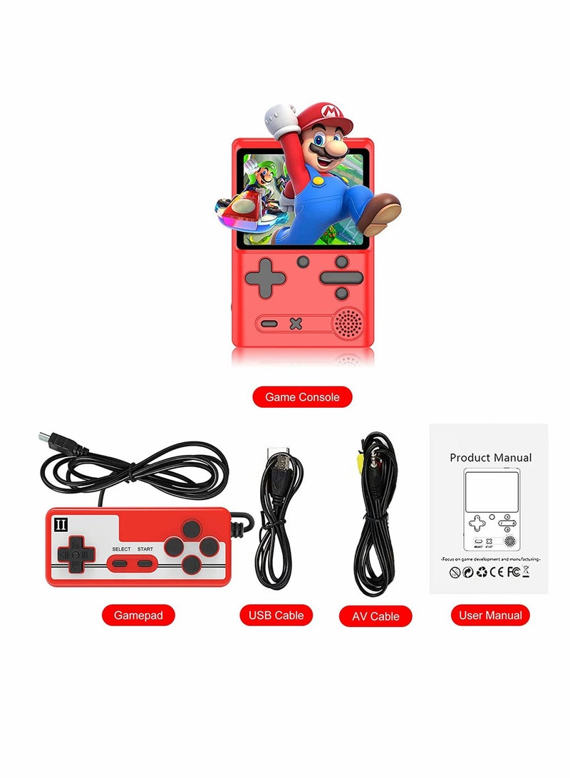 Retro Handheld Game Console with 500 Classical FC Games 3.0 Inches Screen Portable Video Game Consoles Handheld Video Games Support for Connecting TV and Two Players, Red - Image 5