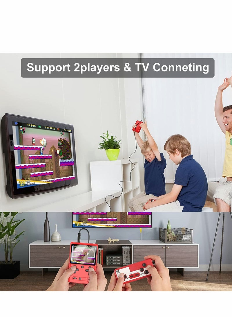 Retro Handheld Game Console with 500 Classical FC Games 3.0 Inches Screen Portable Video Game Consoles Handheld Video Games Support for Connecting TV and Two Players, Red - Image 4