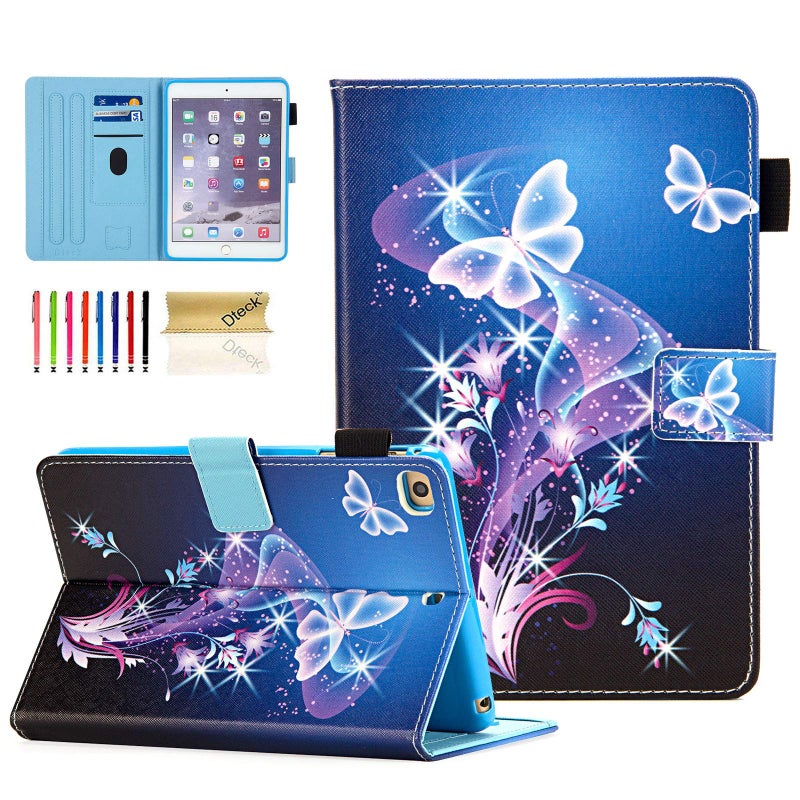 Dteck Case for iPad Mini 1/2/3/4/5, Protective Leather Folio Case with [Auto Sleep Wake/Card Holder/Stand] Smart Multifunctional Cute Slim Lightweight Cover for iPad Mini 7.9-Inch, Purple Butterfly - Image 1
