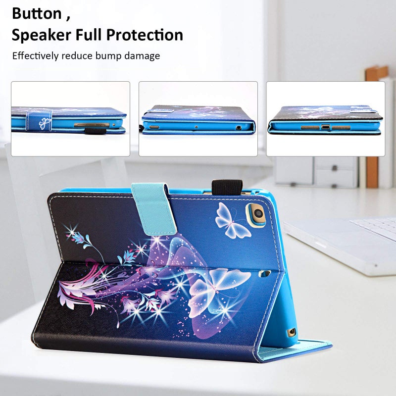 Dteck Case for iPad Mini 1/2/3/4/5, Protective Leather Folio Case with [Auto Sleep Wake/Card Holder/Stand] Smart Multifunctional Cute Slim Lightweight Cover for iPad Mini 7.9-Inch, Purple Butterfly - Image 3