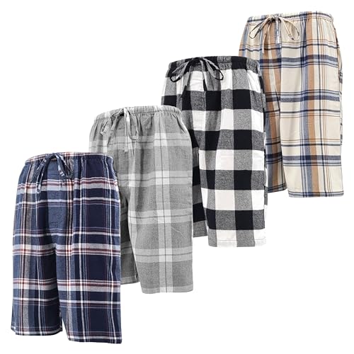 Andrew Scott Men's Cotton Flannel Soft Woven Lounge PJ Shorts | Drawstring & Pockets | Multi Packs - Image 1