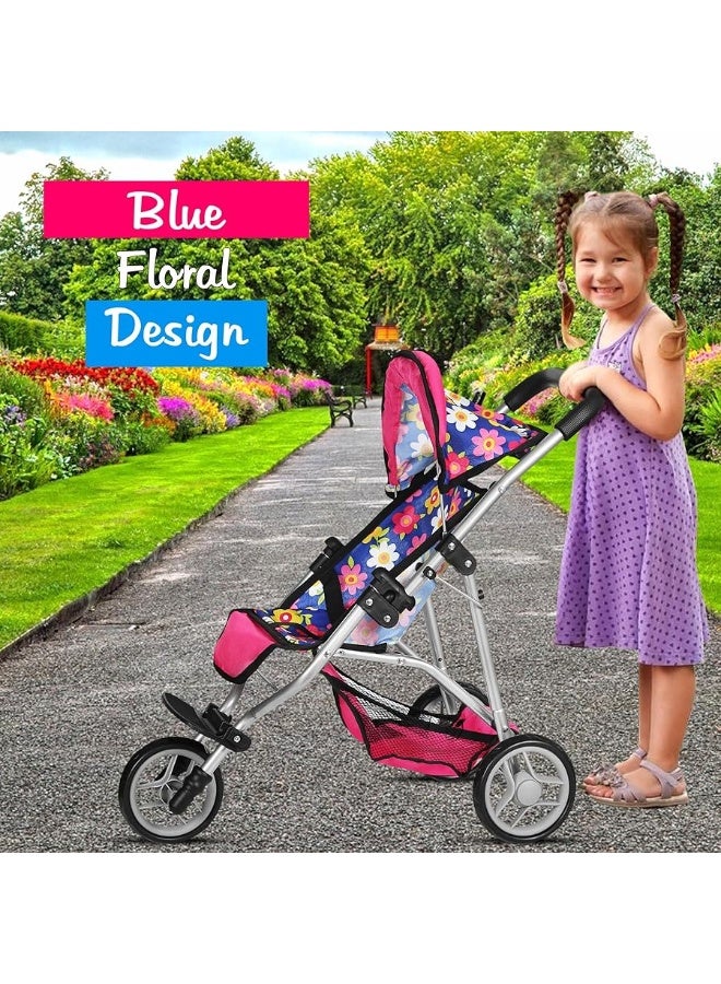 fash n kolorÂ® Baby Doll Stroller Gift for Kids, Toy Doll Stroller with Adjustable Canopy & Storage Basket Push Pram Baby Stroller for Dolls - Foldable Doll Stroller for Pretend Play Dolls Accessories - Image 1