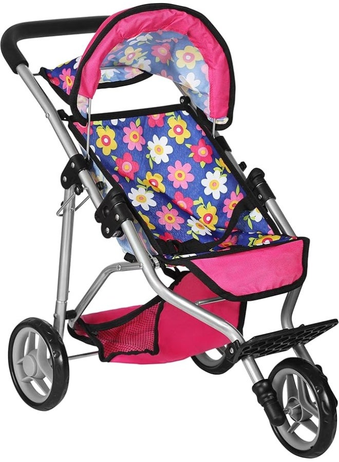 fash n kolorÂ® Baby Doll Stroller Gift for Kids, Toy Doll Stroller with Adjustable Canopy & Storage Basket Push Pram Baby Stroller for Dolls - Foldable Doll Stroller for Pretend Play Dolls Accessories - Image 2
