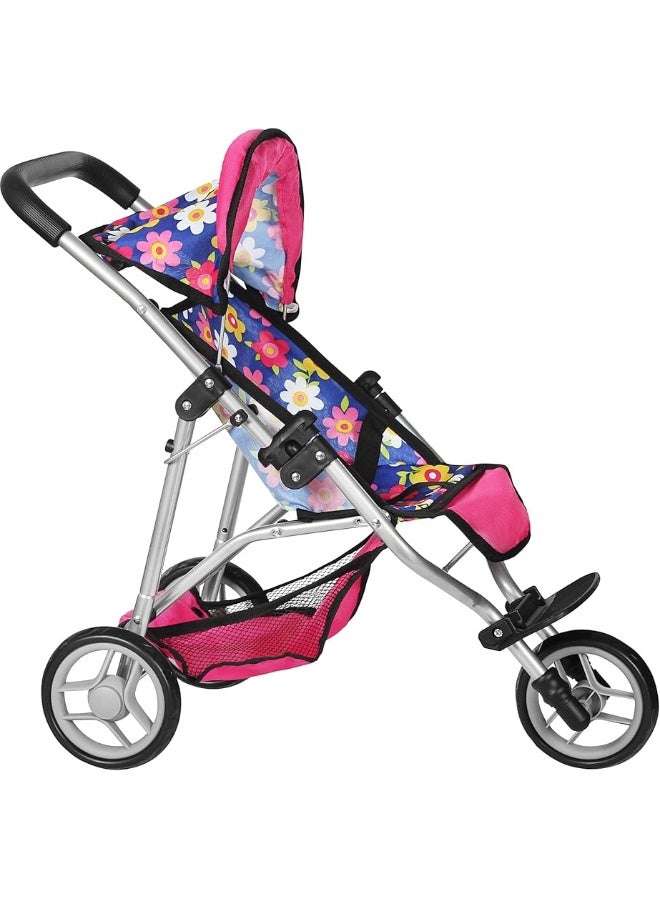 fash n kolorÂ® Baby Doll Stroller Gift for Kids, Toy Doll Stroller with Adjustable Canopy & Storage Basket Push Pram Baby Stroller for Dolls - Foldable Doll Stroller for Pretend Play Dolls Accessories - Image 4