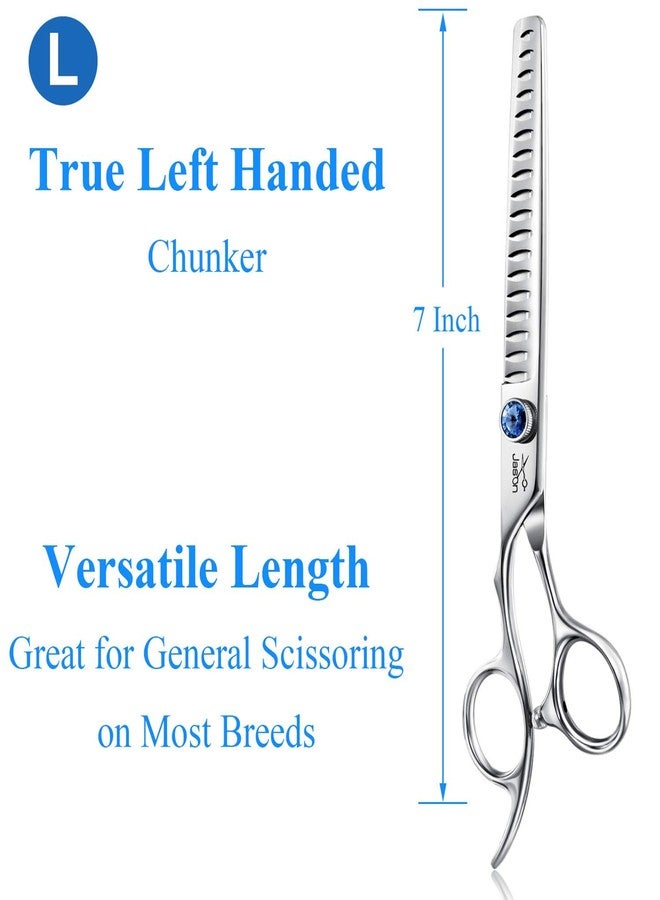JASON Left Handed 7" 18-Tooth Texturising Dog Grooming Chunkers Scissor, Ergonomic Cats Grooming Shears Pets Trimming Kit with Offset Handle, Sharp, Comfortable Shear Christmas Gift - Image 2