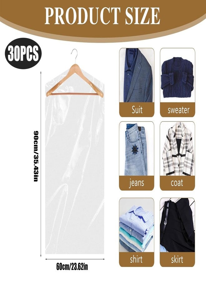 NUDFSY 30Pcs Transparent Bags, Covers For Clothes, Plastic Bags For Packing, Transparent Clothing Dustproof Cover, Universal Size 23.6 x 35.4 In, 10 cm , 10 cm , 0.5 cm - Image 2