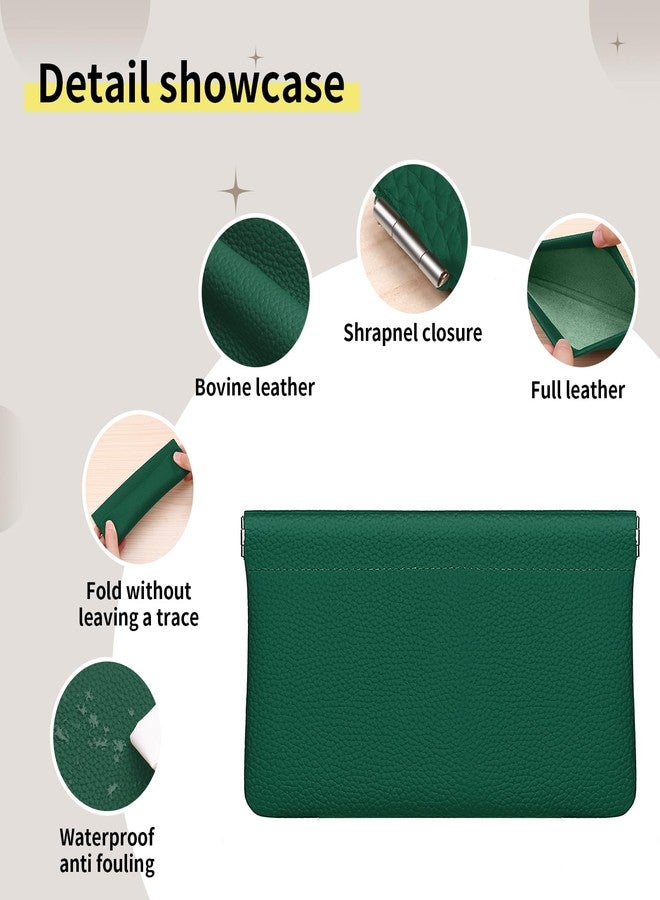 GERUOLA Genuine Leather Pocket Cosmetic Bag for Purse,Coin Purse Lipstick Cosmetic Accessories Travel Pouch for Storage Waterproof Portable No Zipper Self-closing Small Makeup Pouch (green) - Image 5