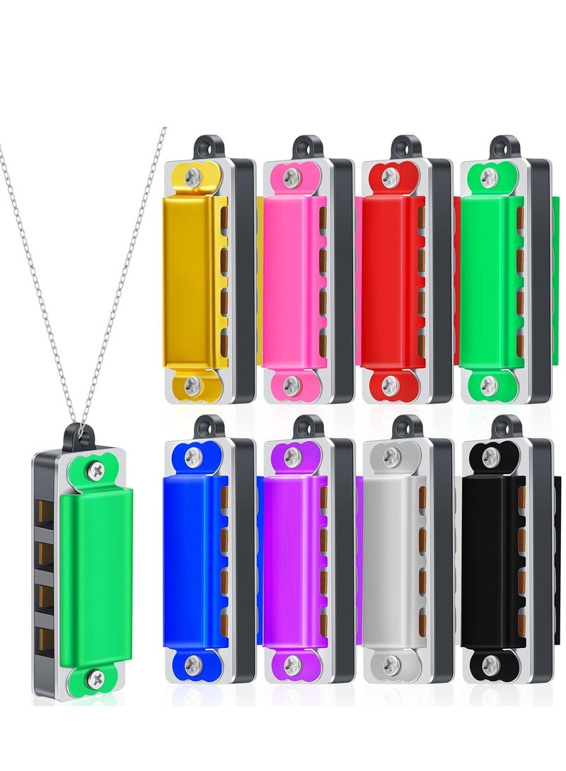 Generic 8 Pcs Mini Harmonica Necklace Cute 4 Hole Tone Adorable Adults Kids Portable Music Party Favors Instrument, Colorso  - Image 1