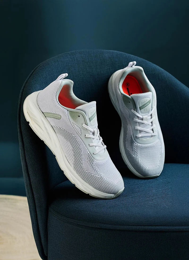 Campus Men Elan Memory Foam Lace-Up Running Shoes-White/Grey