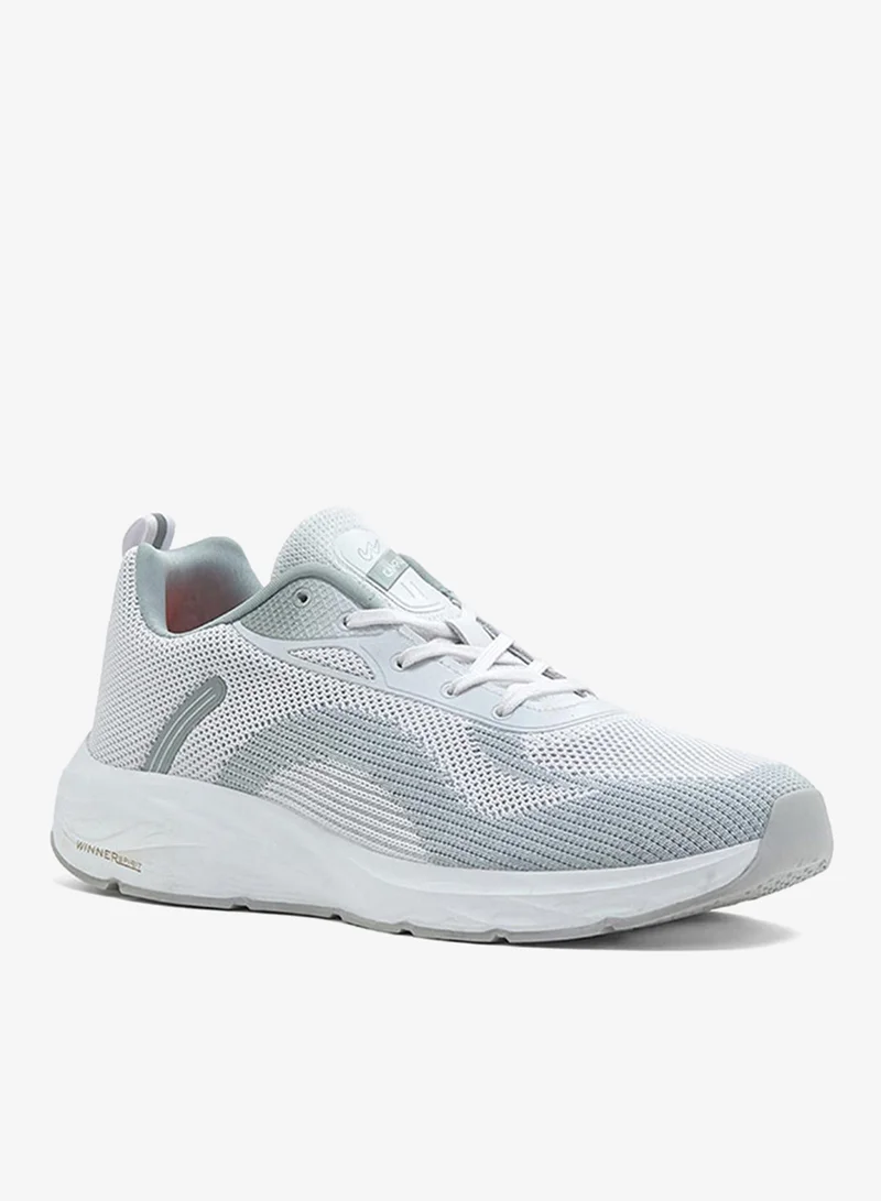 Campus Men Elan Memory Foam Lace-Up Running Shoes-White/Grey