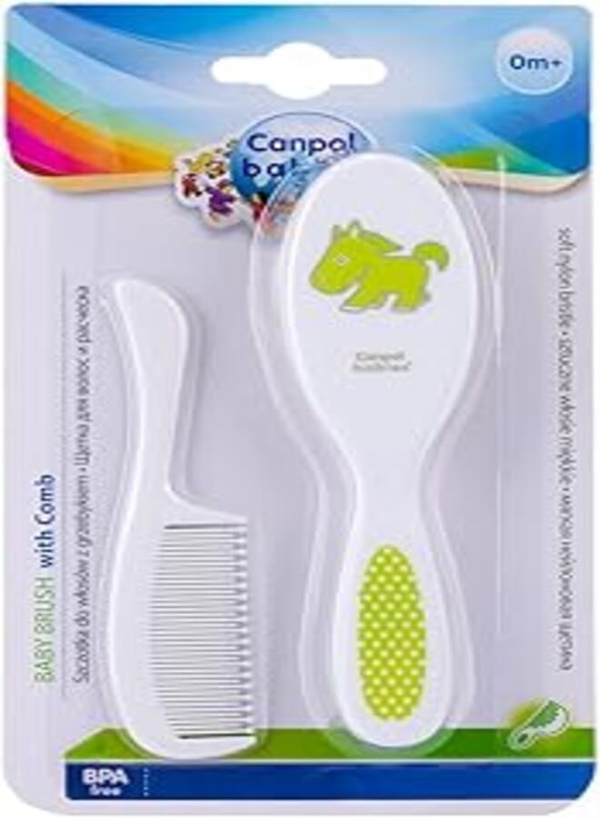 Canpol babies Baby Brush and Comb with soft bristles TRANSPARENT