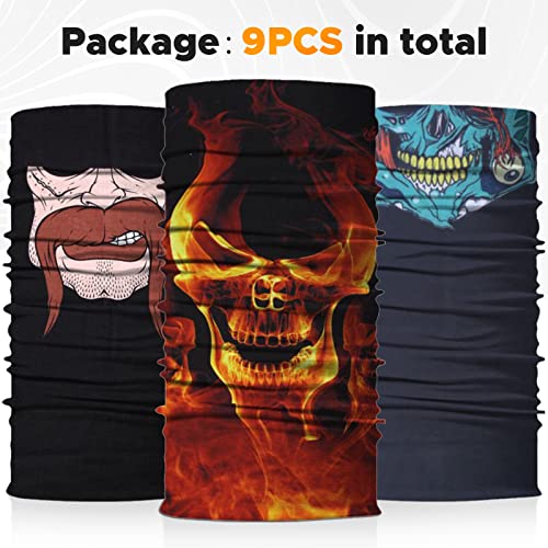 JOEYOUNG Headwear, Bandana Neck Gaiter Face Cover Mask Scarf Balaclava pack of 9 - Image 5