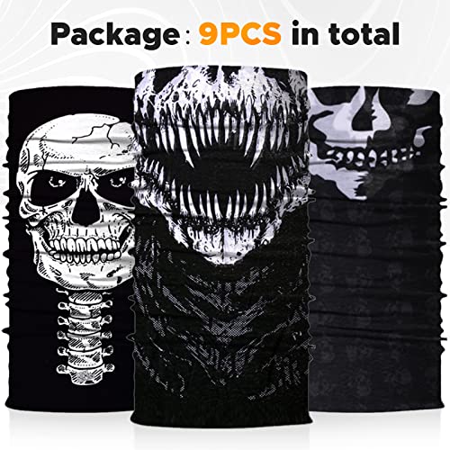 JOEYOUNG Headwear, Bandana Neck Gaiter Face Cover Mask Scarf Balaclava pack of 9 - Image 4