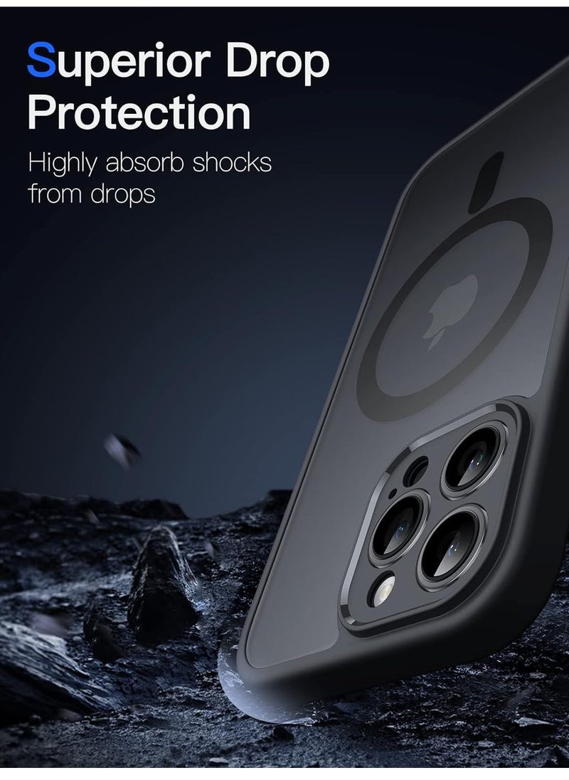 Denx Magnetic for iPhone 13 Pro Case Case [Compatible with Magsafe] Slim Protective Translucent Matte iPhone 13 Pro Phone Case 6.1 inch, black  - Image 3