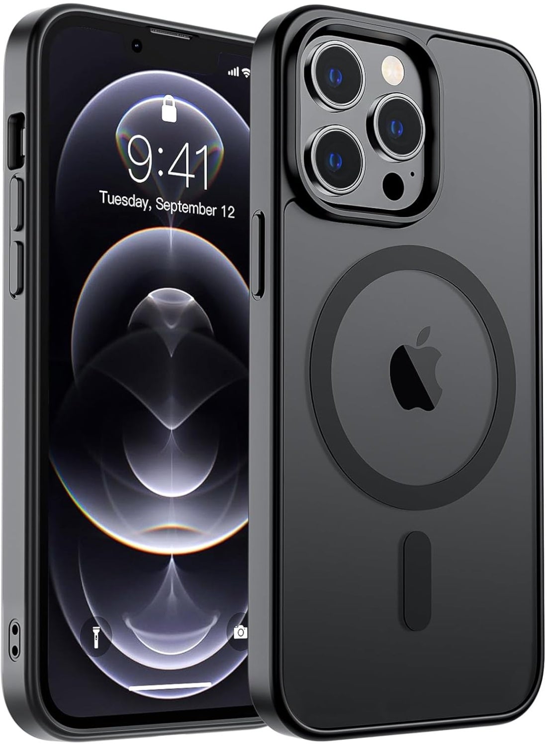 Magnetic for iPhone 13 Pro 6.1 inch Case, Compatible with Magsafe, Slim Protective Translucent Matte, Shockproof Case for iPhone 13 Pro (BLACK)