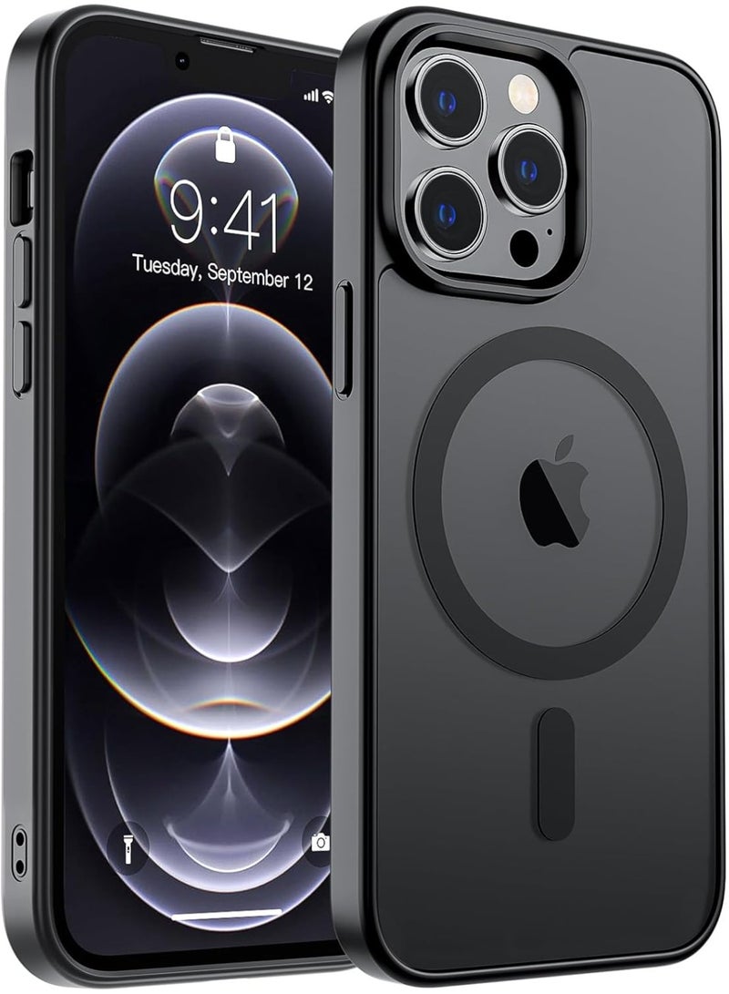 أكاليكس حافظة مغناطيسية لهاتف ايفون 13 برو  [متوافقة مع ماجسيف] حافظة هاتف نحيفة وشفافة غير لامعة لهاتف ايفون  13برو مقاس 6.1 بوصة، أسود - Image 1