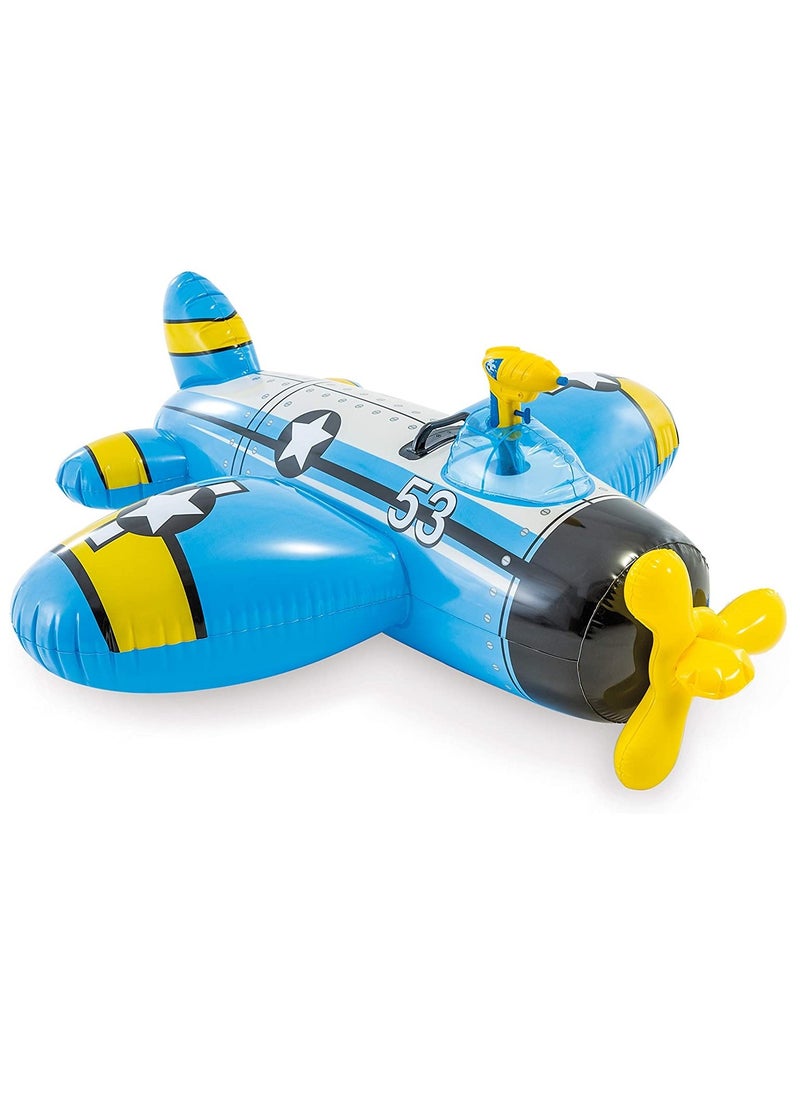 57537NP-Inflatable Pool Float Water Gun Plane Ride-On 1.32x1.30m/52"x51", Blue