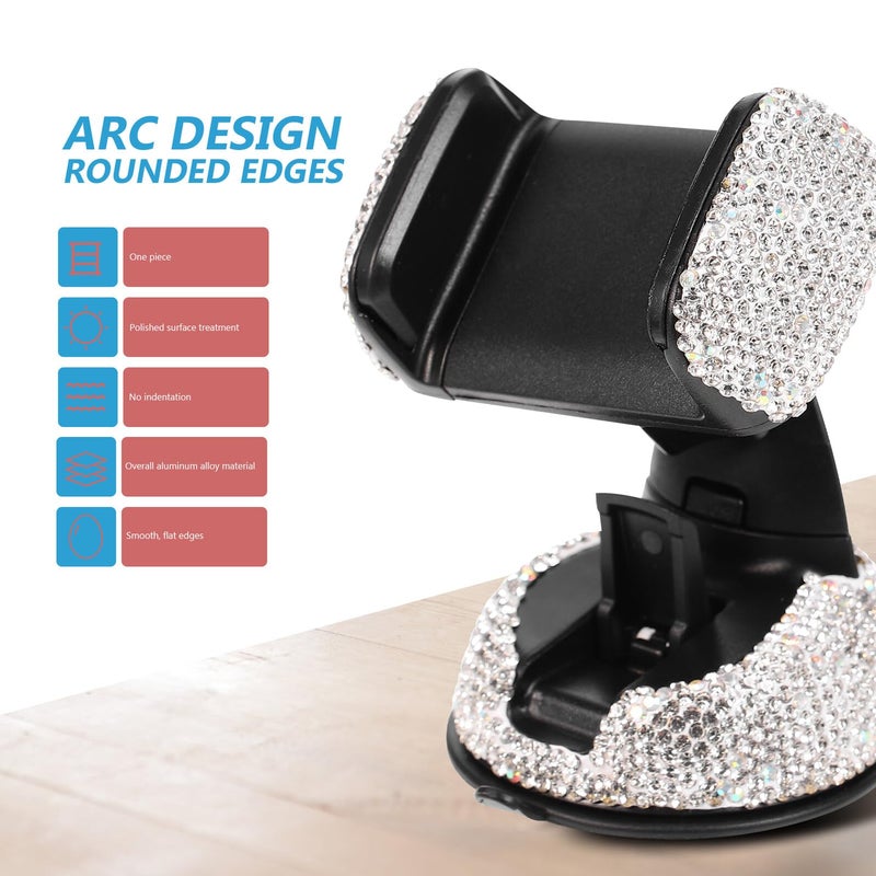 White Crystal Car Phone Holder Air Vent Mount Dashboard Suction Cup Stand - Image 4