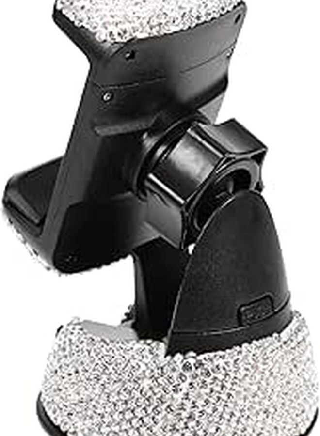 White Crystal Car Phone Holder Air Vent Mount Dashboard Suction Cup Stand - Image 1