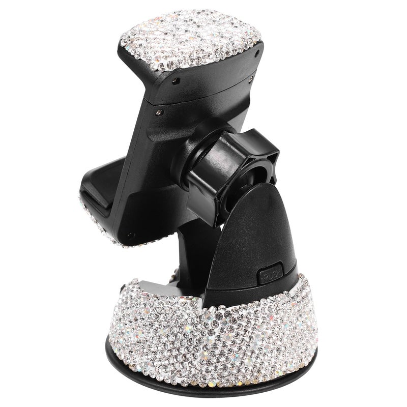 White Crystal Car Phone Holder Air Vent Mount Dashboard Suction Cup Stand - Image 2