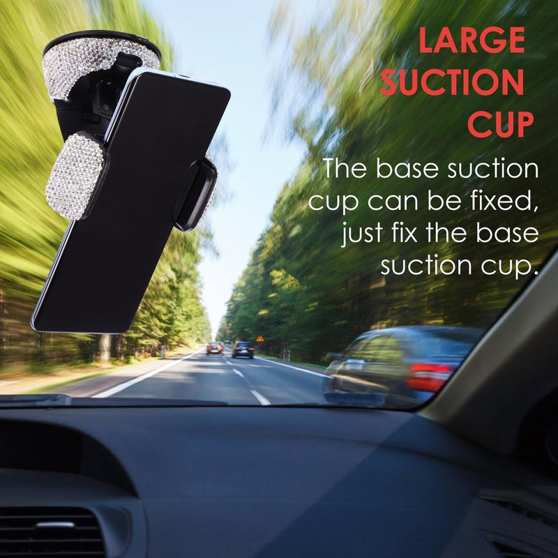 White Crystal Car Phone Holder Air Vent Mount Dashboard Suction Cup Stand - Image 5