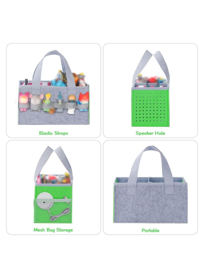 KASTWAVE Bag for Toniebox Tasche Kids Starter Set, Holds 30-40 Tonies Figures and Audio, Carrying Bag with Handle for Toniebox/for Toniesbox Accessories Travel Bag/for Tonies Audio Characters(Green+Grey) - Image 5