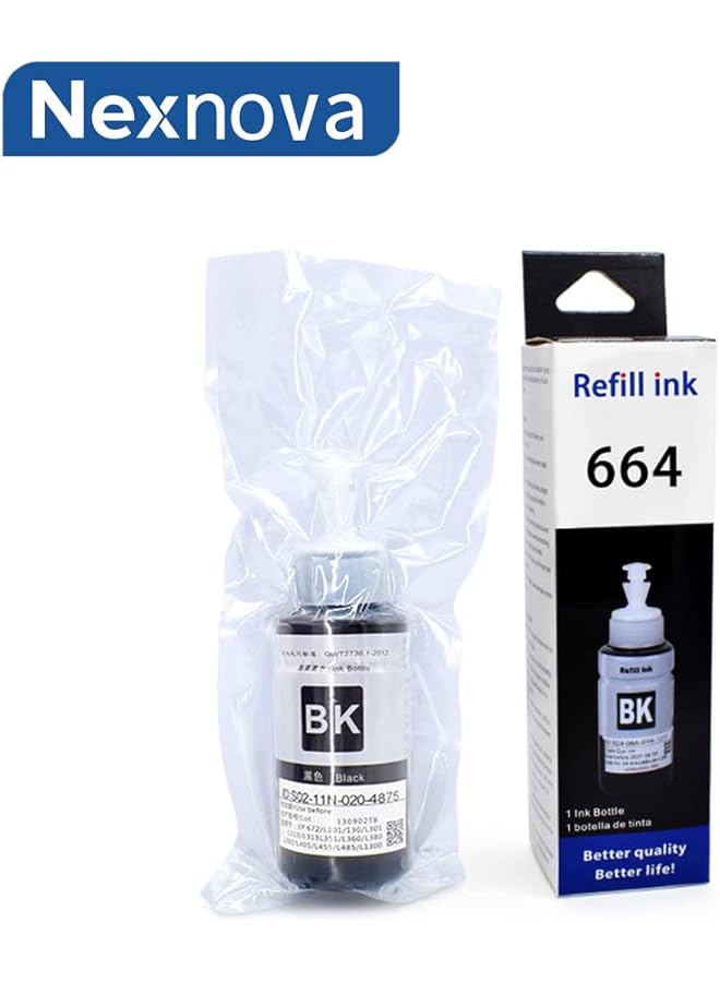 NexNova Ink 664 Black 70Ml 2 Pack Compatible For Epson For Ecotank T6641 For Epson L210 L220 L300 L355 L365 L555 L1300 - Image 3
