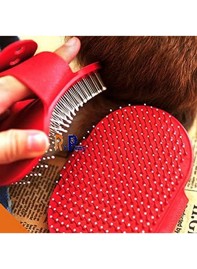 فرشاة شعر يدوية للاستحمام والتدليك للحيوانات الأليفة مثالية للعناية بالكلاب والجراء ذات الشعر القصير والطويل - متعددة الألوان (عبوة من قطعة واحدة) - Image 2