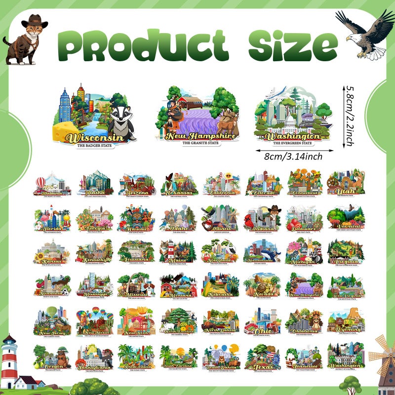 Saysurey 51 Pcs State Magnets for Refrigerator United States Fridge Magnets USA Souvenirs Us Individual State Province Refrigerator Set for Travel Gift Destination of States Visited - Image 2