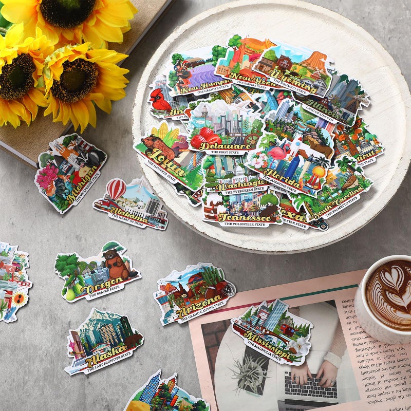 Saysurey 51 Pcs State Magnets for Refrigerator United States Fridge Magnets USA Souvenirs Us Individual State Province Refrigerator Set for Travel Gift Destination of States Visited - Image 4
