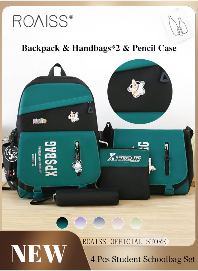 roaiss - 4 Piece Backpack Set In the Same Color Large Capacity Design with Stylish Pattern Print Practical Backpack Combination for Students Including Backpack Handbags Crossbody Bag Pencil Case - Image 1