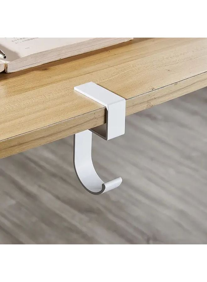 White S Shape Desk Hook Portable Punch Free Metal Bag Hanger For Home Office - Image 1