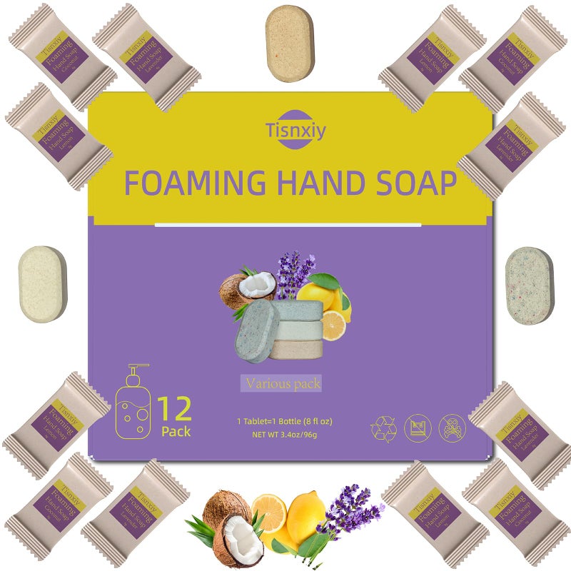 Tisnxiy Foaming Hand Soap Tablet Refills 12 Count 96 fl oz total 12x 8 fl oz EcoFriendly Foaming Hand Soap Refill Gentle on Hands Kind to Earth Variety Fragrance Pack - Image 2
