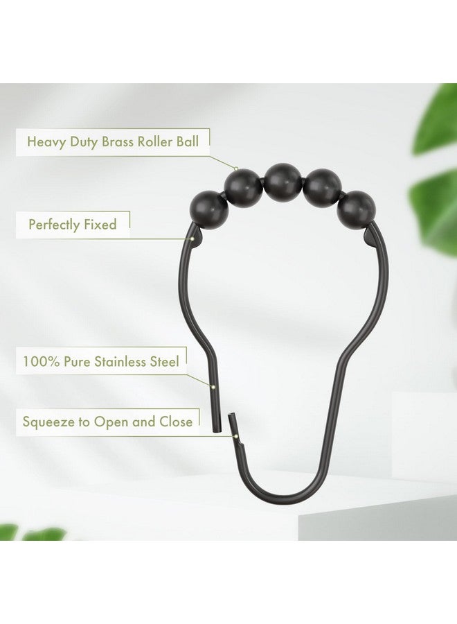 Amazer Black Shower Curtain Hooks, Amazer Shower Curtain Hooks, Shower Hooks for Shower Curtain, Decorative Shower Curtain Hooks Rust Proof Stainless Steel Shower Curtain Hooks Set of 12 - Image 3