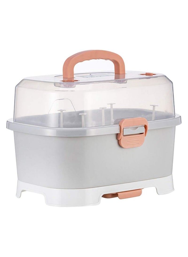 ORiTi Baby Bottle Drying Rack Storage Nursing Bottle Storage Box Organizer with Cover Portable Kitchen Cabinet Organizer Feeding Bottle Case for Home  - Image 4