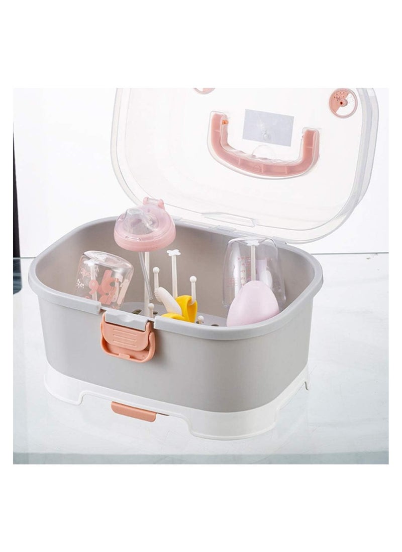 ORiTi Baby Bottle Drying Rack Storage Nursing Bottle Storage Box Organizer with Cover Portable Kitchen Cabinet Organizer Feeding Bottle Case for Home  - Image 5