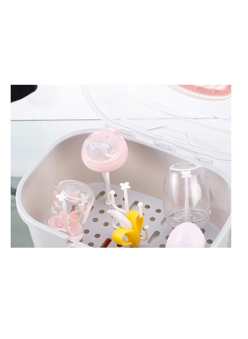 ORiTi Baby Bottle Drying Rack Storage Nursing Bottle Storage Box Organizer with Cover Portable Kitchen Cabinet Organizer Feeding Bottle Case for Home  - Image 3