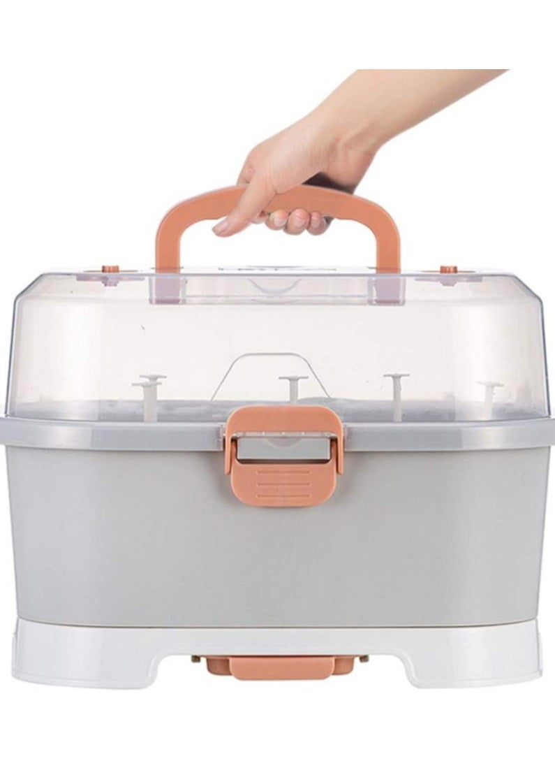 ORiTi Baby Bottle Drying Rack Storage Nursing Bottle Storage Box Organizer with Cover Portable Kitchen Cabinet Organizer Feeding Bottle Case for Home  - Image 2